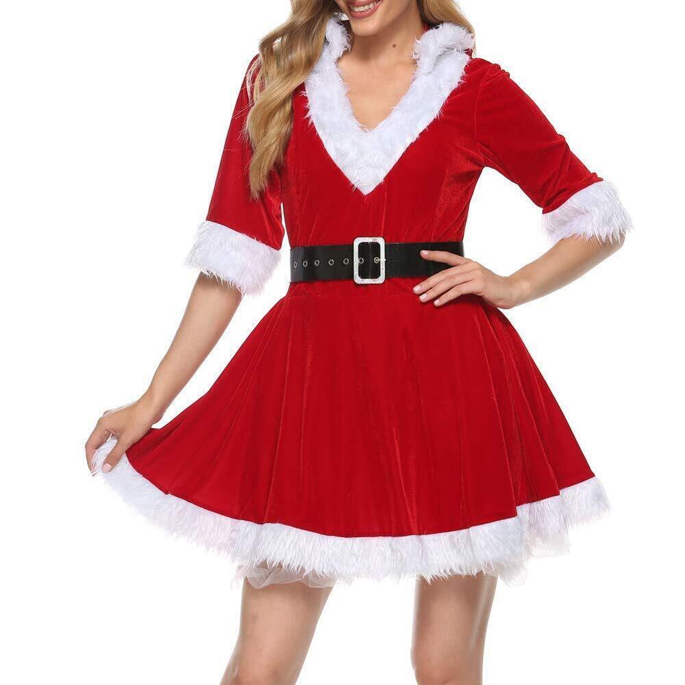 1755 Mrs. Claus Santa Costume Hoodie Christmas Dress Sexy Lady Cosplay Suit
